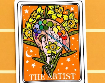 Artist Tarot Sticker Witchy Decal Weird Sticker Art Gift for Painter Bookish Sticker Witch Kindle Sticker Tarot Card Cute Bumper Sticker Her
