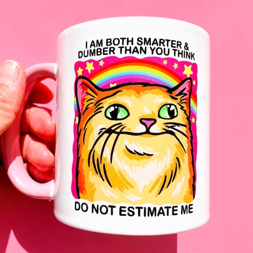 Funny Cat Mug Ironic Humor ADHD Gift Idea Quirky Orange Cat Stuff Weird Mug Meme Coffee Cup Mental Health Humor Sarcastic Gift Cat Lover