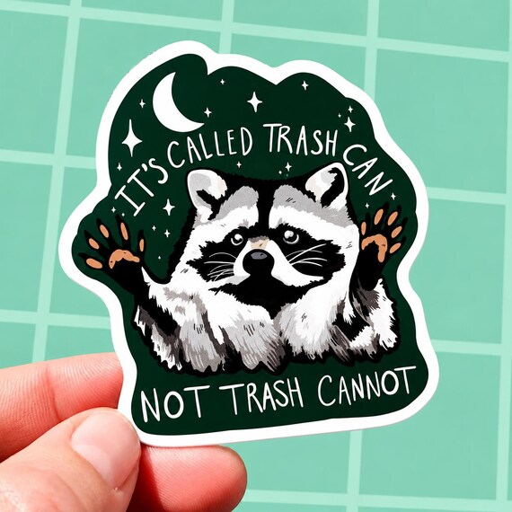Raccoon Sticker Funny Motivational Decal Water Bottle Sticker Weird Stuff Gift for Him Weirdcore Humor Thinking of You Gift Stocking Stuffer