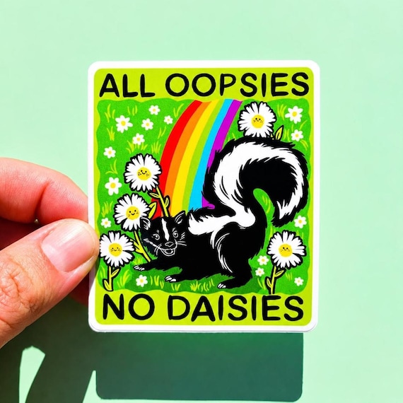 Funny Daisy Sticker Silly Skunk Decal Hilarious Sticker Goofy Gift Idea Quirky Sticker Cute Decor Water Bottle Rainbow Kindle Decor Women