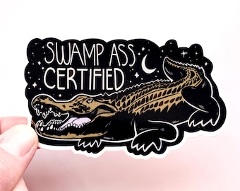 Funny Gator Sticker Alligator Hard Hat Swamp Puppy Florida Louisiana Car Decal Truck Meme Sarcastic Outdoor Worker Lineman Construction Gift