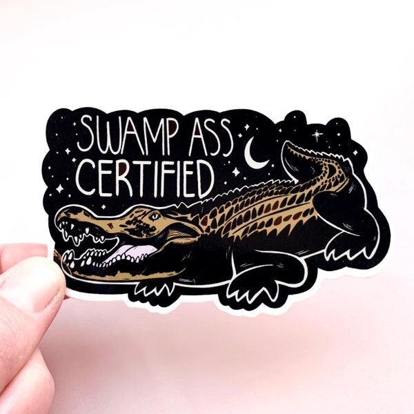 Funny Gator Sticker Alligator Hard Hat Swamp Puppy Florida Louisiana Car Decal Truck Meme Sarcastic Outdoor Worker Lineman Construction Gift