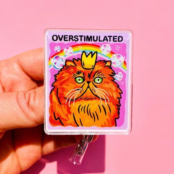 Silly Badge Reel Cat Badge Topper Cute Pink Badge Holder ID Goofy Work Tag Badge Reel Girly Cutecore Aesthetic Work Badge Nursing Office Tag