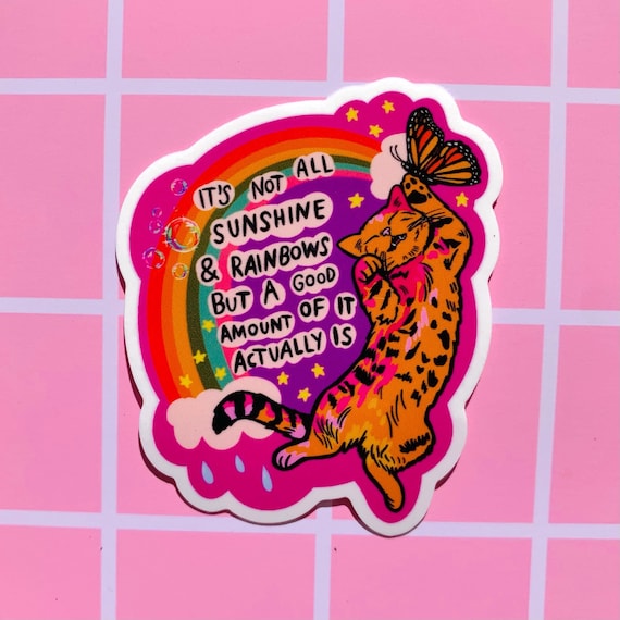 Orange Cat Sticker Feminist Decal Anxiety Quotes About Life Positivity Gift Social Worker Aesthetic Decor Water Bottle Sticker Laptop Cute