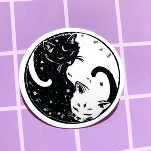 陰陽マグネット 黒猫マグネット かわいい猫の飼い主へのペットギフト ガールフレンドの親友 冷蔵庫マグネット 猫テーマギフト 獣医技術 陰陽装飾 車