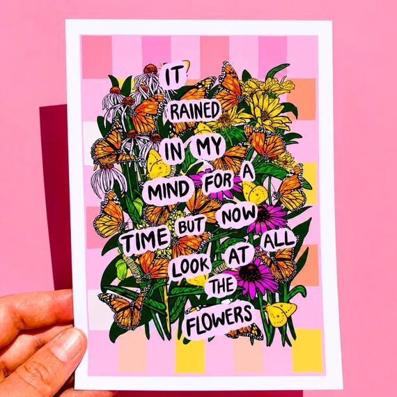 Monarch Butterfly Art Flower Print Dopamine Decor Self Affirmation Themed Gift Nature Motivational Quote Office Decor Beautiful Wall Decor