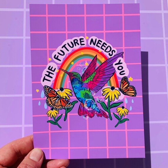 Bird Art Mental Health Art Print Positive Affirmation Wall Decor Cubicle Office Wall Art Wildflower Decor Home Classroom Decor Cute Flower