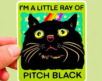 Black Cat Sticker Funny Cat Owner Decal Cute Gift Cat Lover Decor Water Bottle Hilarious Coworker Gift Sarcastic Sticker Vet Work Decal Fun
