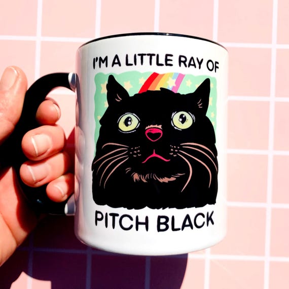 Black Cat Mug Large Funny Coffee Cup Gift Sassy Cat Lover Pet Owner Unhinged Feline Mug Cute Cat Mom Mug Cat Dad Meme Ironic Humor Sarcastic