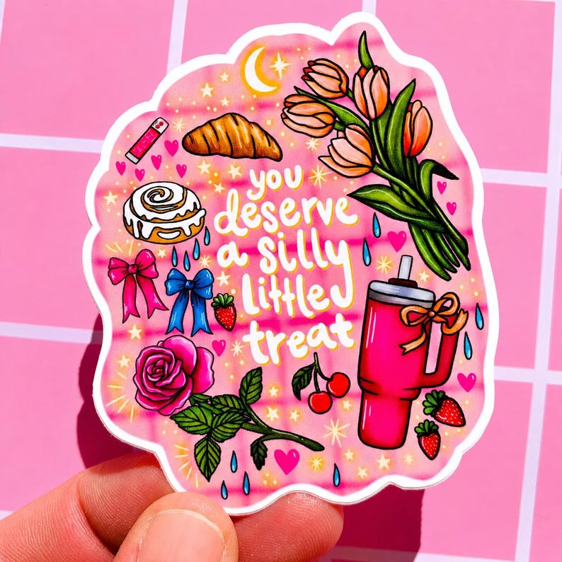 Coquette Sticker Girly Balletcore Decal Cute Sticker Strawberry Gift Kindle Sticker Cute Bumper Sticker Bow Preppy Aesthetic Water Bottle image 1
