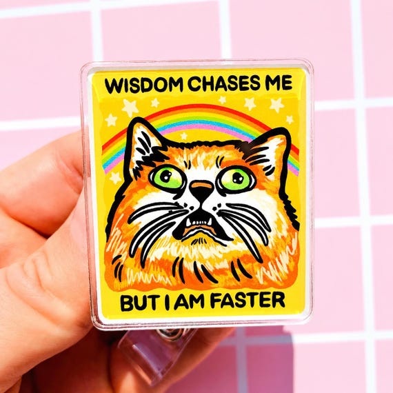 Funny Badge Reel Cat Badge Buddy Sarcastic Humor ID Tag Holder Unserious Badge Clip Alligator Card Holder Retractable Work Badge Reel Nurse