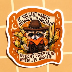 Cowboy Tvättbjörnsklistermärke Texas Dekal Trendig Kindle Macbook Skateboard Bil Stötfångare Spegel Rumskamrat Gåva Bästis Arbete Ironiskt Meme Sarkasm Söt