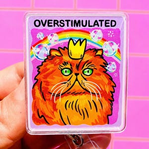 Silly Badge Reel Cat Badge Topper Cute Pink Badge Holder ID Goofy Work Tag Badge Reel Girly Cutecore Aesthetic Work Badge Nursing Office Tag image 5