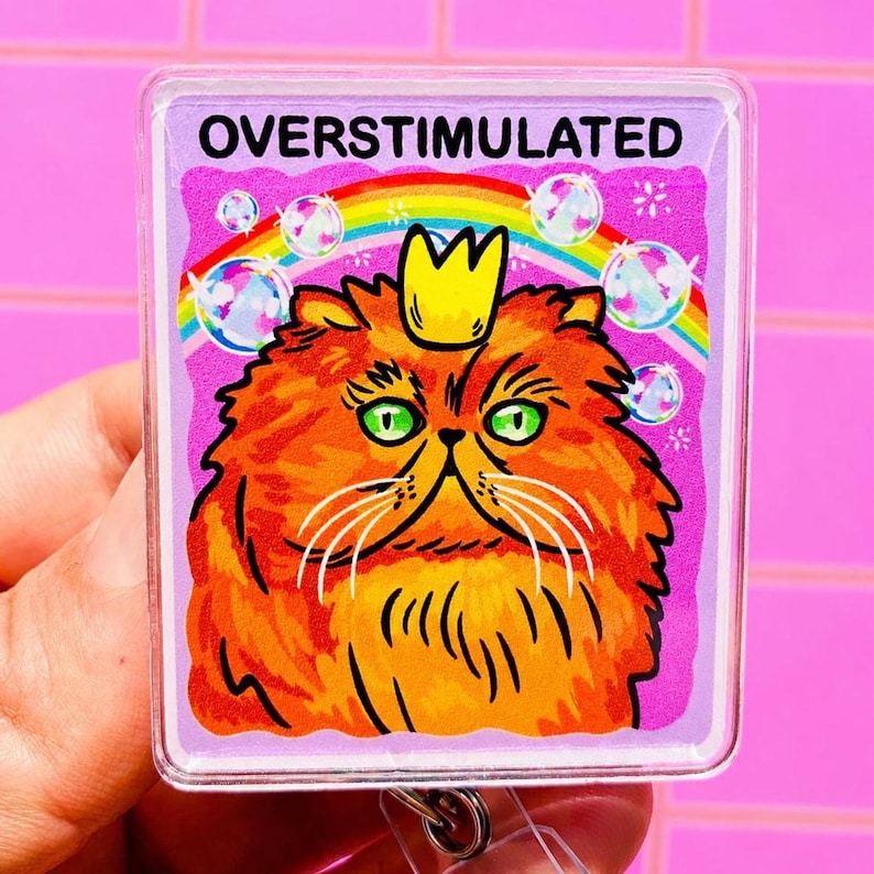 Silly Badge Reel Cat Badge Topper Cute Pink Badge Holder ID Goofy Work Tag Badge Reel Girly Cutecore Aesthetic Work Badge Nursing Office Tag image 5