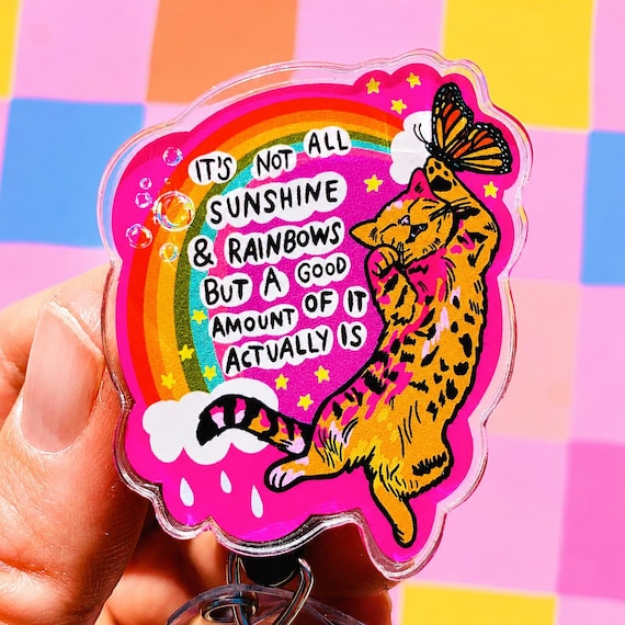 Cat Badge Reel Cute Badge Buddy Rainbow Card Holder Pharmacy Badge Reel Pretty Badge Reel RN Gift Nurse Coworker Cute Nursing Badge Cat Gift