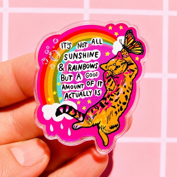 Cat Magnet Rainbow Fridge Decor Cat Lover Gift Dopamine Decor Cubicle Magnet Locker Cute Cat Themed Gift Vet Tech Affirmation Magnet Kitty