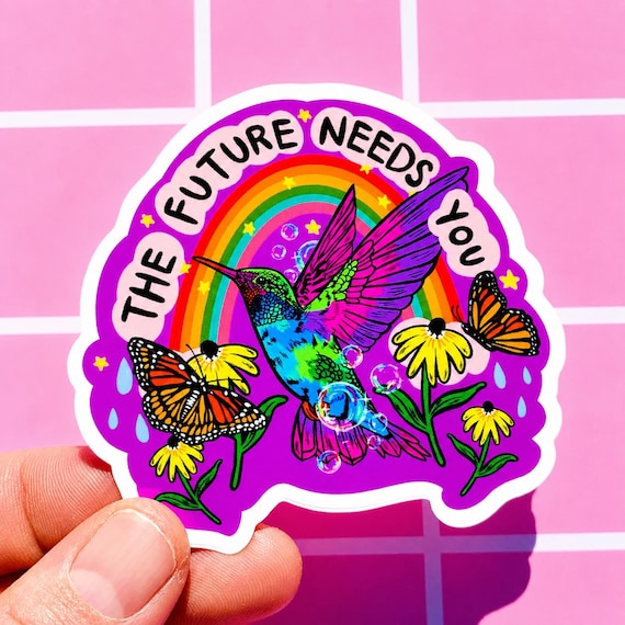 Hummingbird Sticker Resist Decal Mental Health Feminist Decal Anxiety Quotes About Life Positivity Gift Social Worker Aesthetic Water Bottle