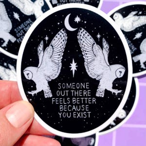 Mond Eule Aufkleber Vogel Themen Geschenke Witchy Aufkleber Suizid Bewusstsein Cottagecore Aufkleber Himmlische Aufkleber Spiegel Macbook Kindle Psychische Gesundheit
