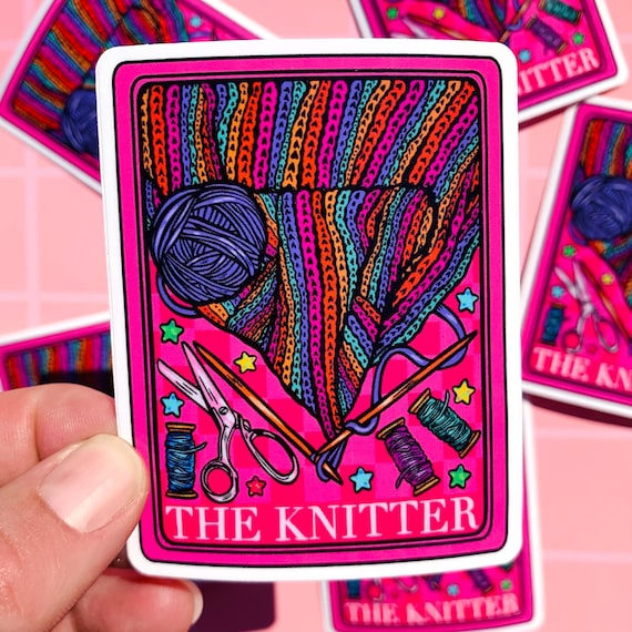 Knitting Sticker Knitter Decal Gift for Knitter Tarot Decal Crafty Gift for Crafter Knitting Accessory Cute Gift Women Hobby Sticker Yarn