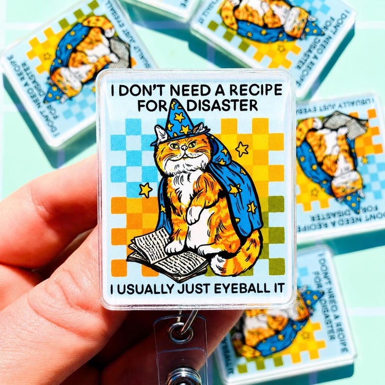Funny Badge Reel Cat Badge Buddy Sarcastic Humor Card Holder Pharmacy Badge Reel Funny Badge Reel RN Gift Nurse Coworker Cute Nursing Badge image 6