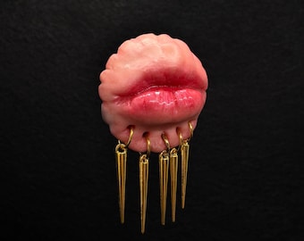 One Of A Kind Lip Magnet | Hand Sculpted with Gold Spike Charms