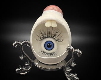 Sir Peeper Von Flutter - Carved Eggshell Sculpture  Oddity Decor