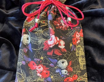Bolsa de tarot con calavera/bolsa de tarot/bolsa con cordón