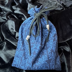 Blue and black paisley Tarot Card Bag/Tarot Pouch/drawstring bag