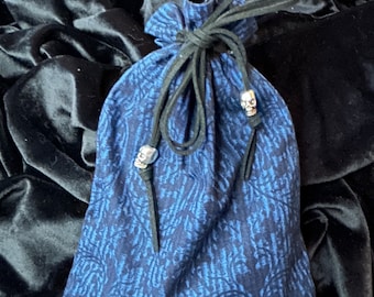 Bolsa de cartas de tarot paisley azul y negro/bolsa de tarot/bolsa con cordón