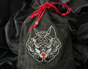 Wolf Tarot Card Bag/Tarot Pouch/drawstring bag