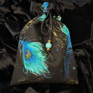 Peacock feather Tarot Card Bag/Tarot Pouch