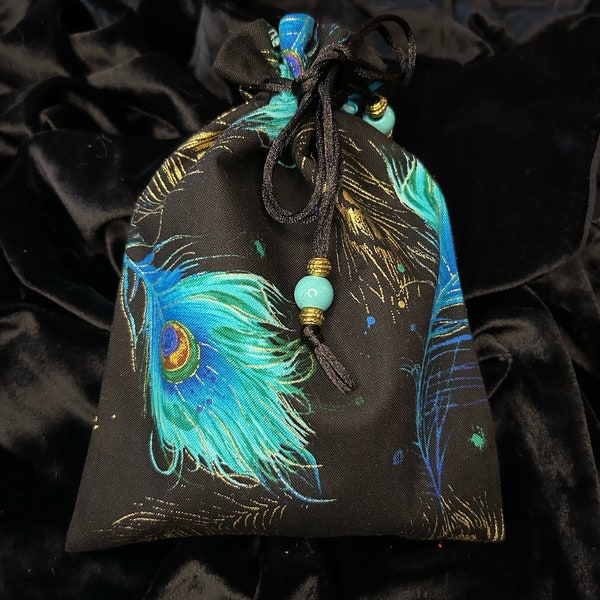 Peacock feather Tarot Card Bag/Tarot Pouch