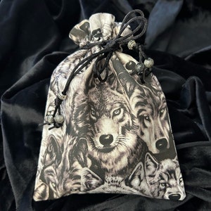 Wolf Tarot Card Bag/Tarot Pouch/drawstring bag