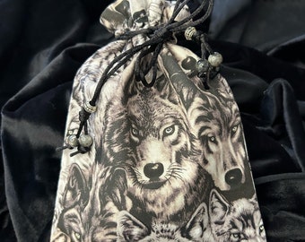 Wolf Tarot Card Bag/Tarot Pouch/drawstring bag