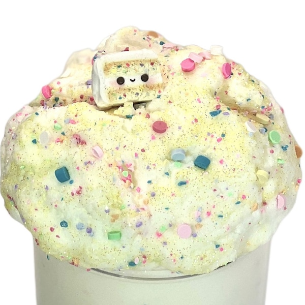 Confetti Birthday Cake Scented Snow Butter Slime w/ Kawaii Confetti Charm, Cloud Dough, Birthday Party Favors Kids Christmas Gifts Toys USA