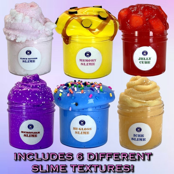 15 oz. Slime Textures II 6-Pack Scented 2.5oz ea., Mystery Box Surprise Kids Birthday Gifts/Bag Fillers, Party Favors, Cheap Slime, Toys USA