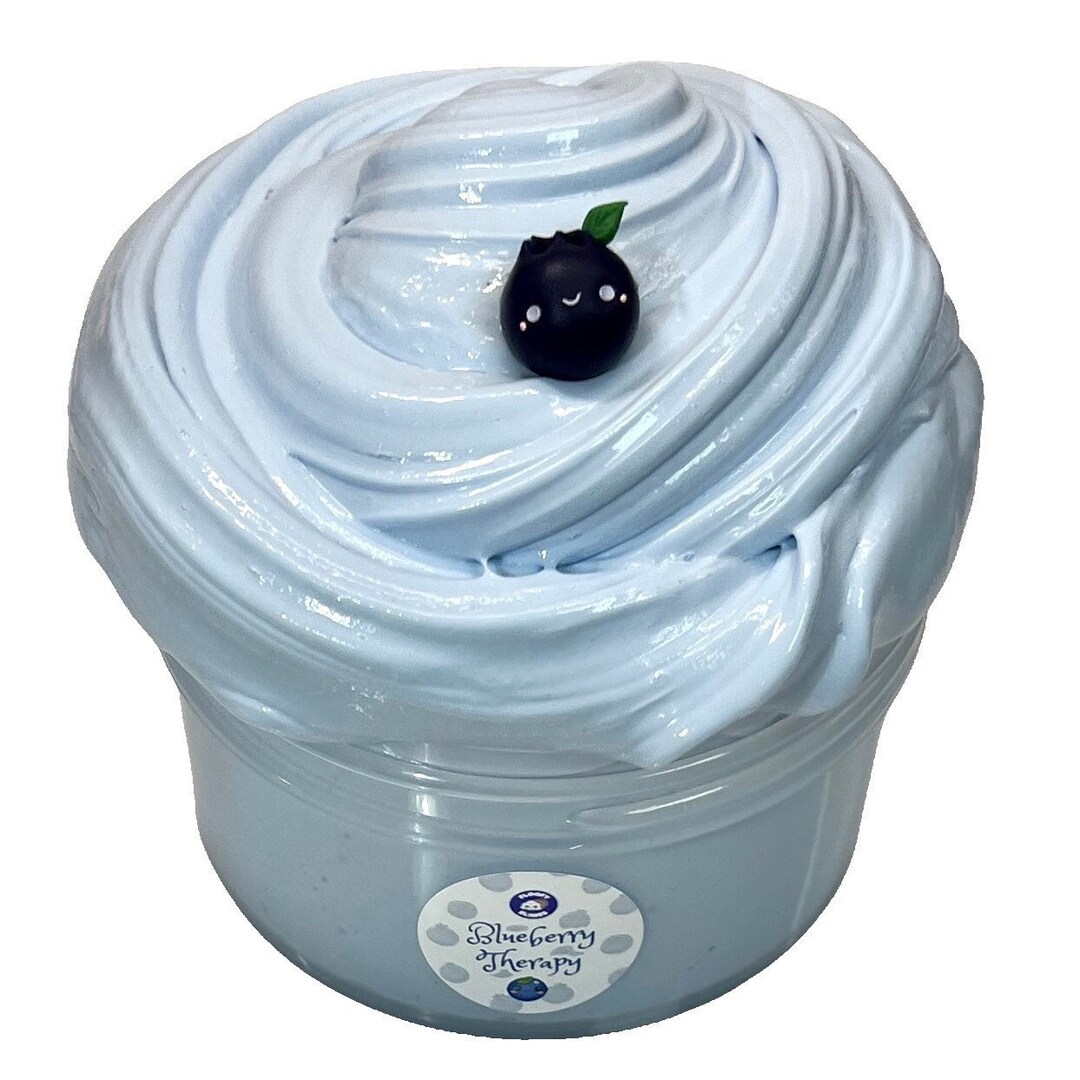 Blueberry Therapy Scented Slime W/ Kawaii Charm, Therapy Dough, Butter