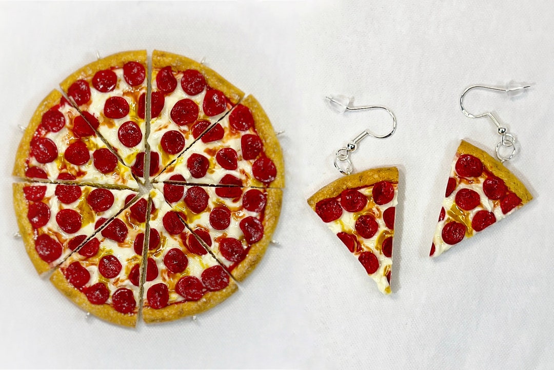 Pizza Earrings Realistic 925 Sterling Silver Dangle Drop Etsy