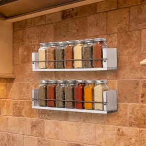 Farmhouse Kitchen Wall Mounted Spice Rack with 2 Shelves