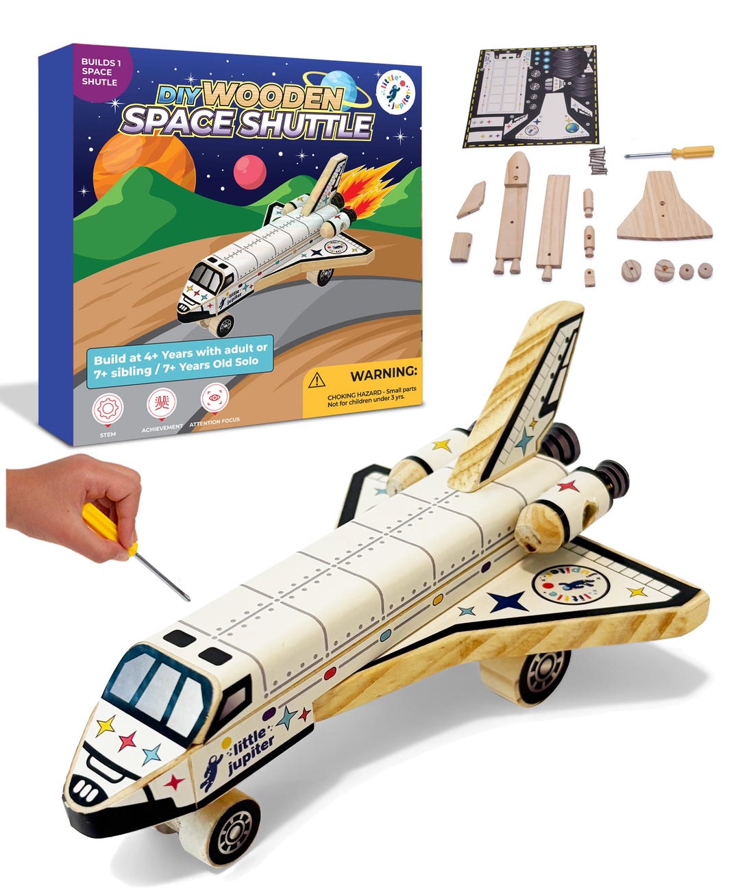 Space Shuttle Example Model Diy DIY Wooden Space Shuttle Kit: Kids' Woodworking Project With Stickers ...
