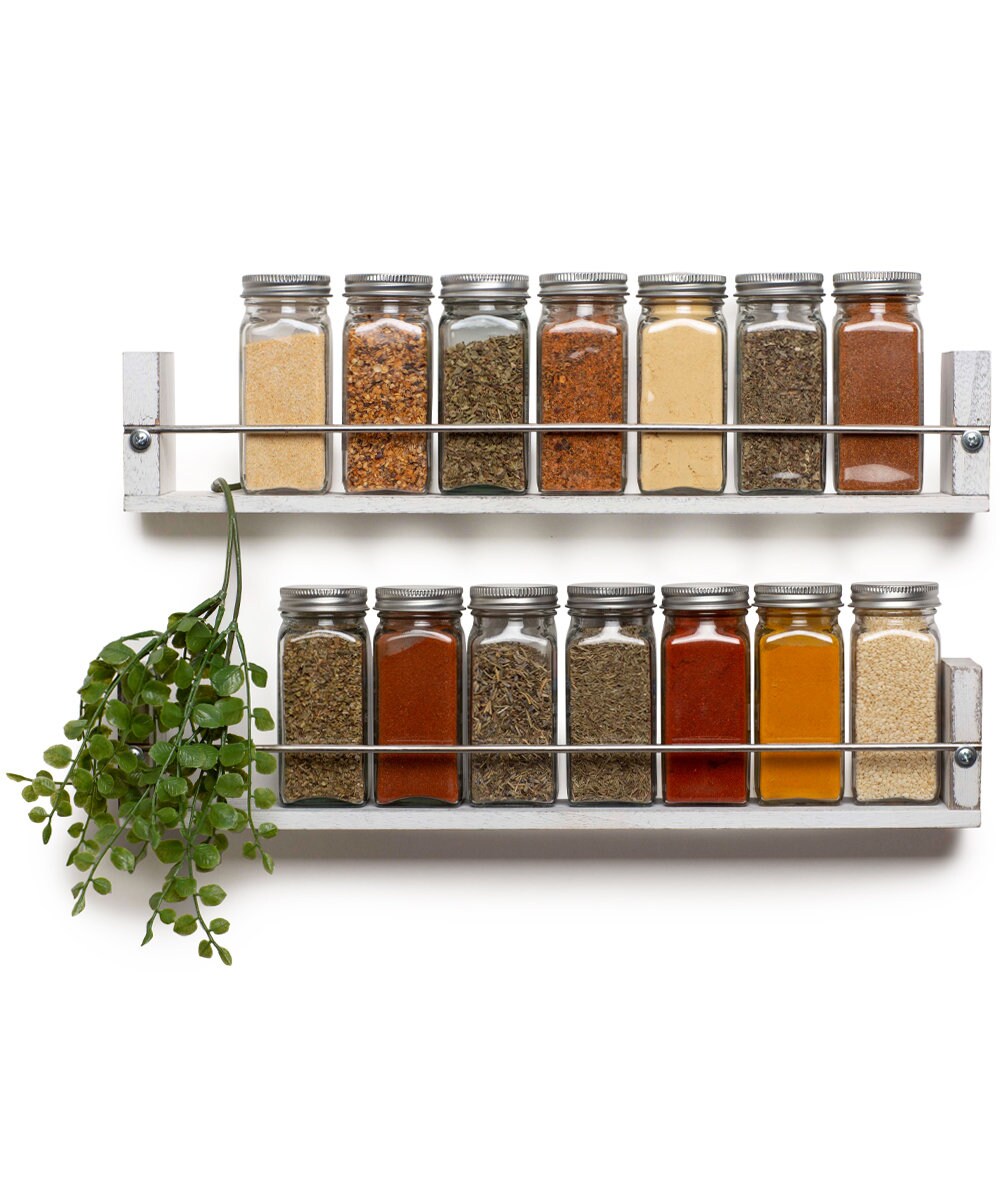 Farmhouse Kitchen Wall Mounted Spice Rack With 2 Shelves - Etsy