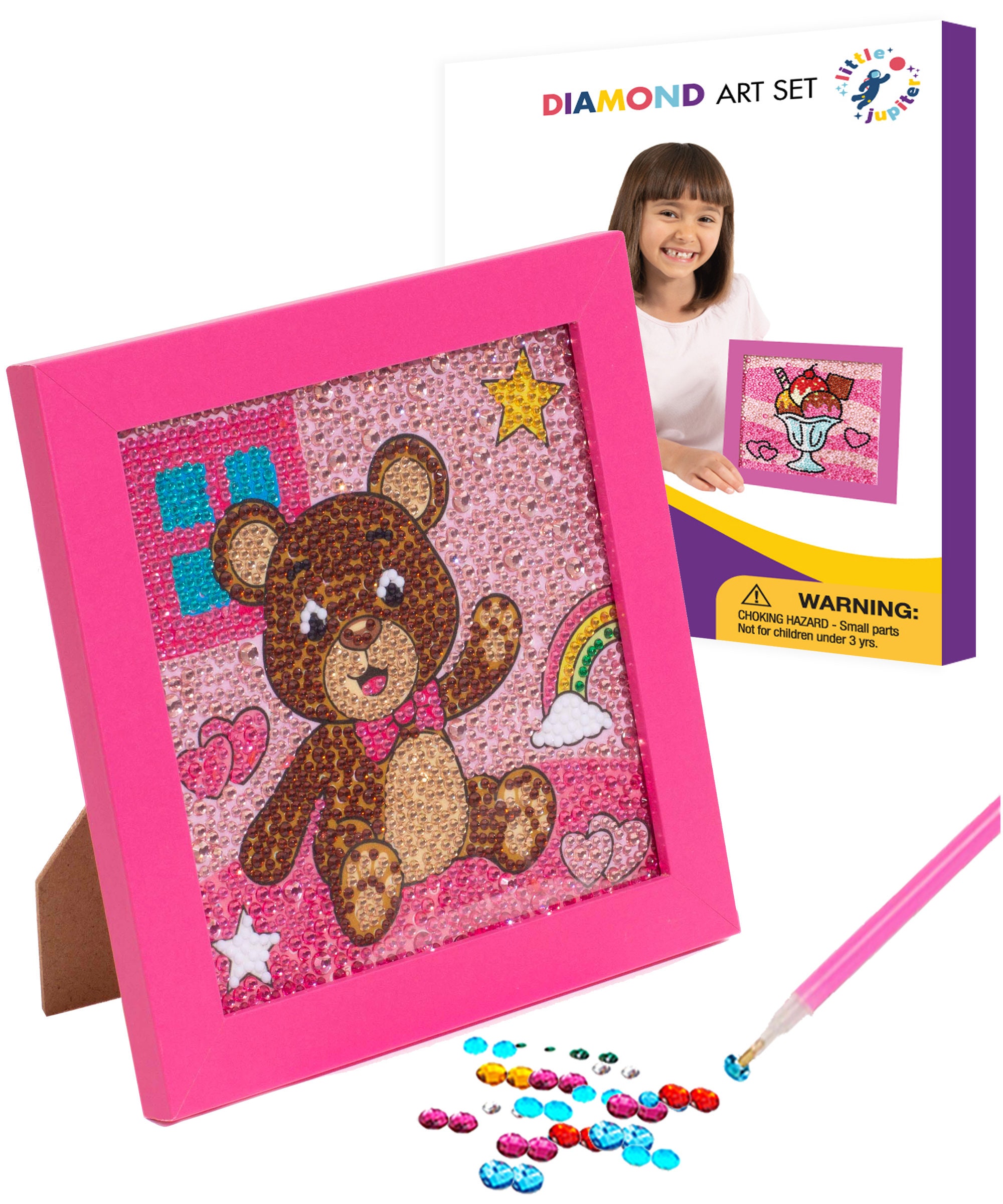Teddy Bear Sundae Diamond Art Kits for Kids W/ 1/8