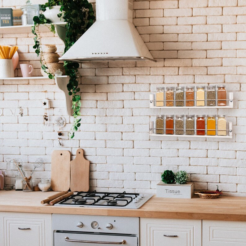 Farmhouse Kitchen Wall Mounted Spice Rack With 2 Shelves - Etsy
