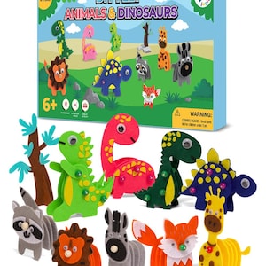 DIY Felt Animals and Dinosaurs (10pcs) for kids 6+ - For Girls and Boys - Arts & Project - Perfect for kids 6-10 - Includes Zoo Animals