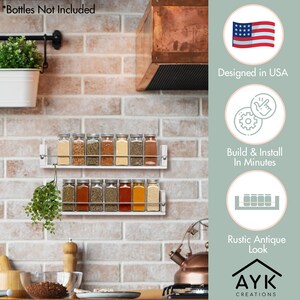 Farmhouse Kitchen Wall Mounted Spice Rack With 2 Shelves - Etsy