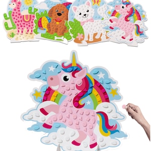 DIY EVA Foam Scene (Makes 4pcs) (Set 1) -Boy & Girl Crafts for Kids Age 3-5 - Perfect decoration for girls room. Teaches kids about shapes