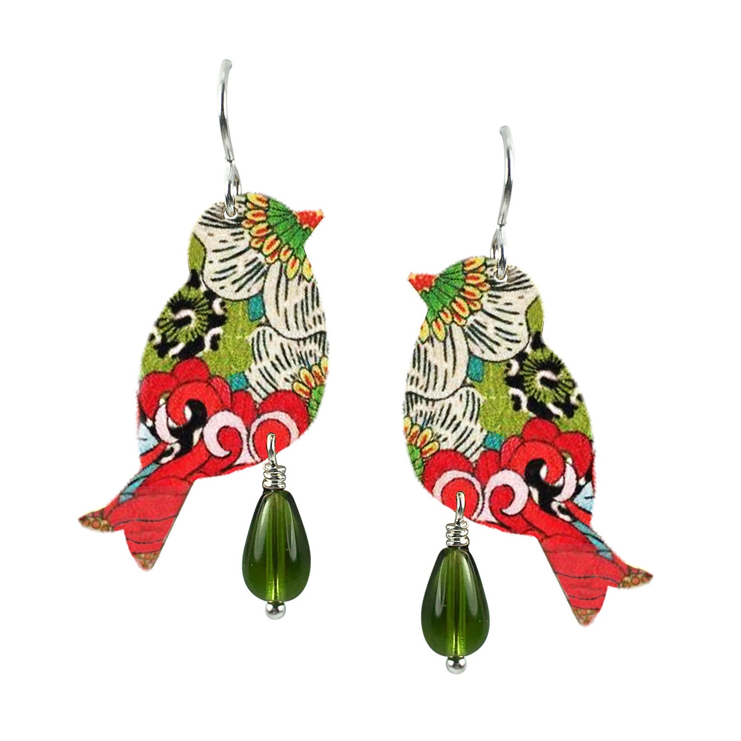 Bird Earrings Colorful Bird Earrings Whimsical Bird Etsy