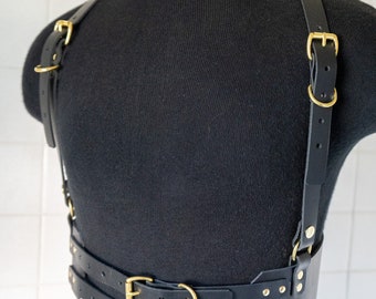 Corset Harness - Solid Brass - Full Grain Leather