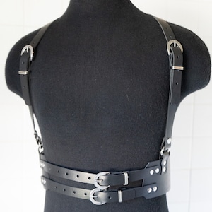 Corset Harness - Silver - Chest Harness - Full Grain Latigo Leather - Handmade in Portland, Oregon
