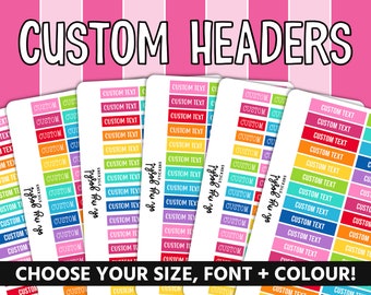 Custom HEADER Planner Stickers || Choose your header size, colour and font! || CH
